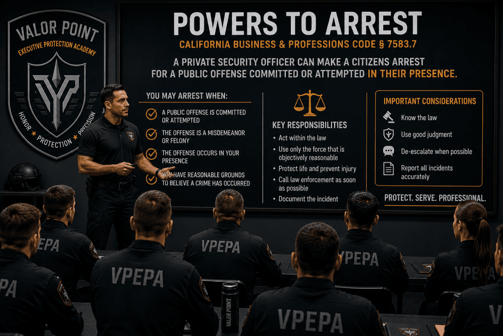 power to arrest security training power to arrest security training